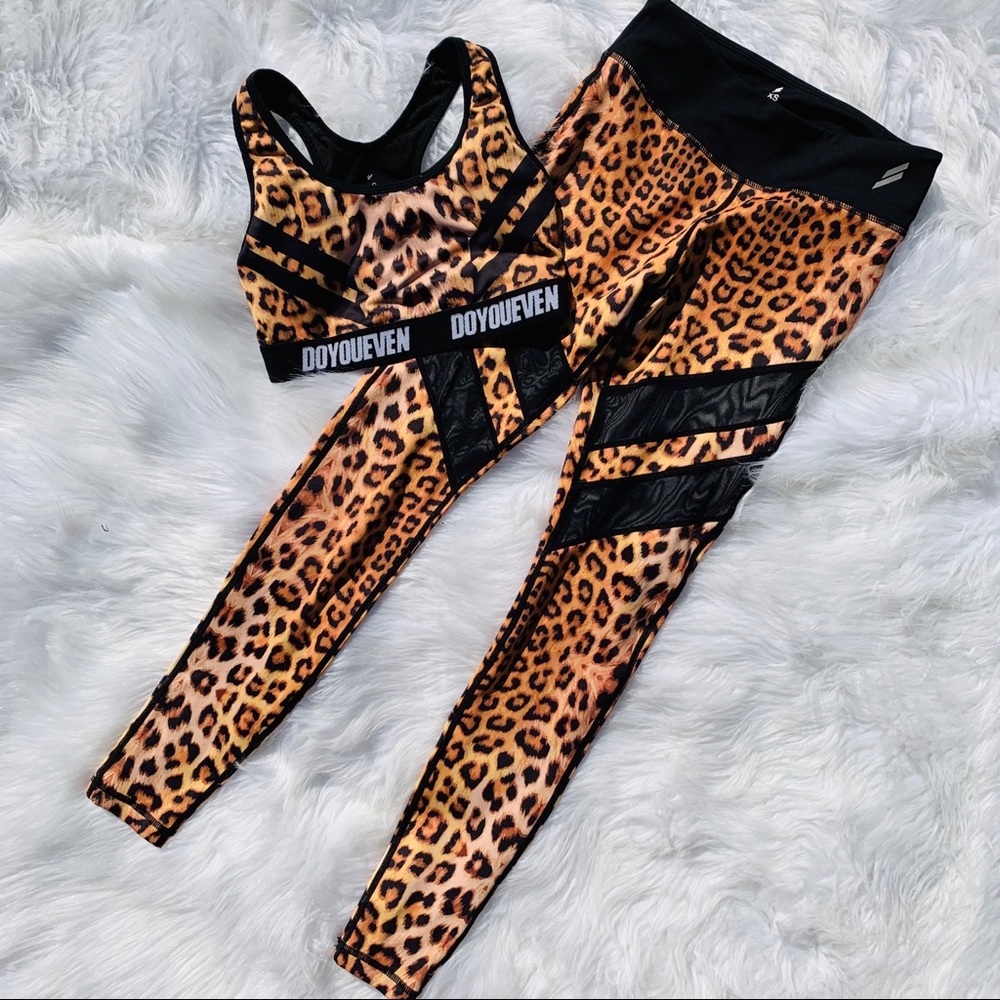 Do You Even Leopard Bra and Leggings Set